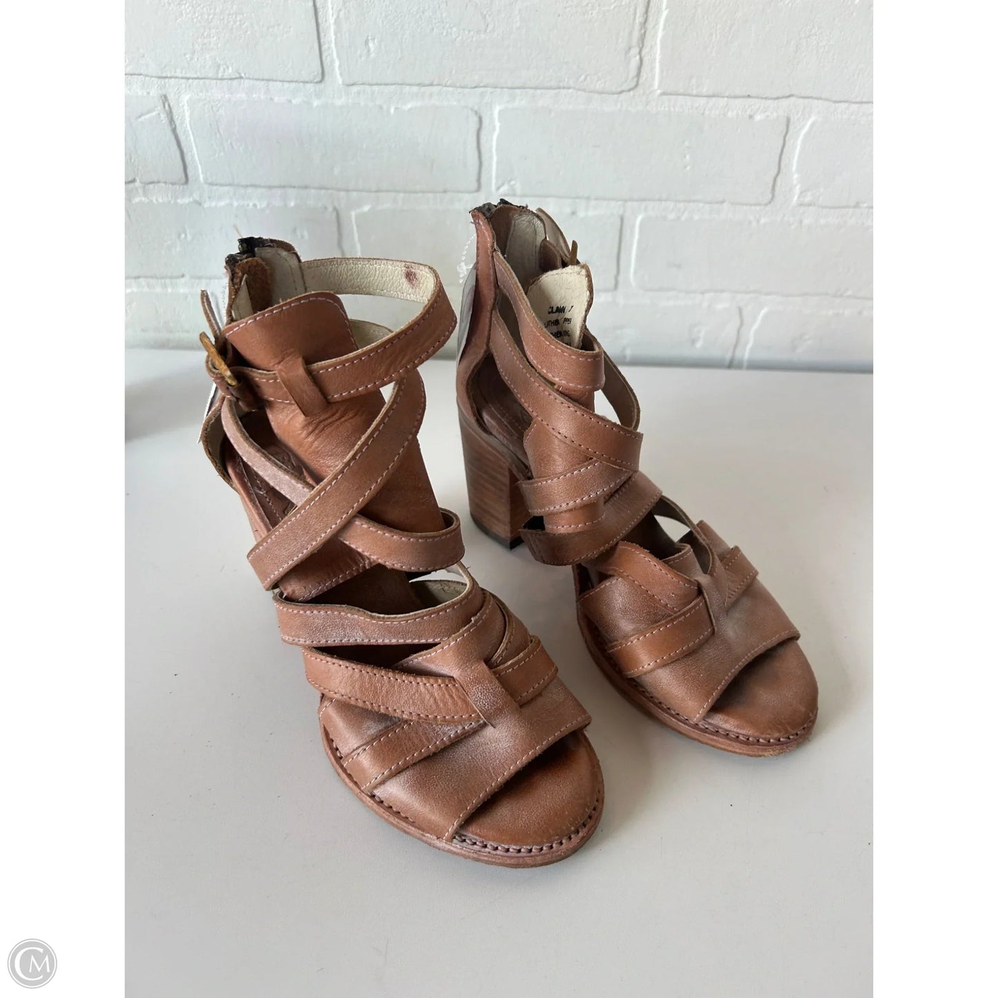 Sandals Heels Block By Freebird In Brown, Size: 7