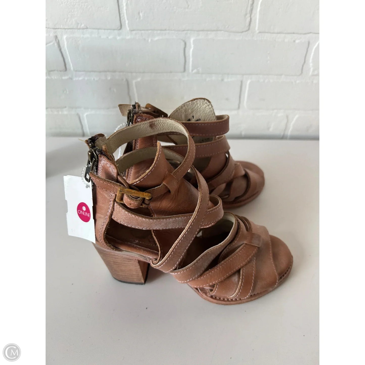 Sandals Heels Block By Freebird In Brown, Size: 7