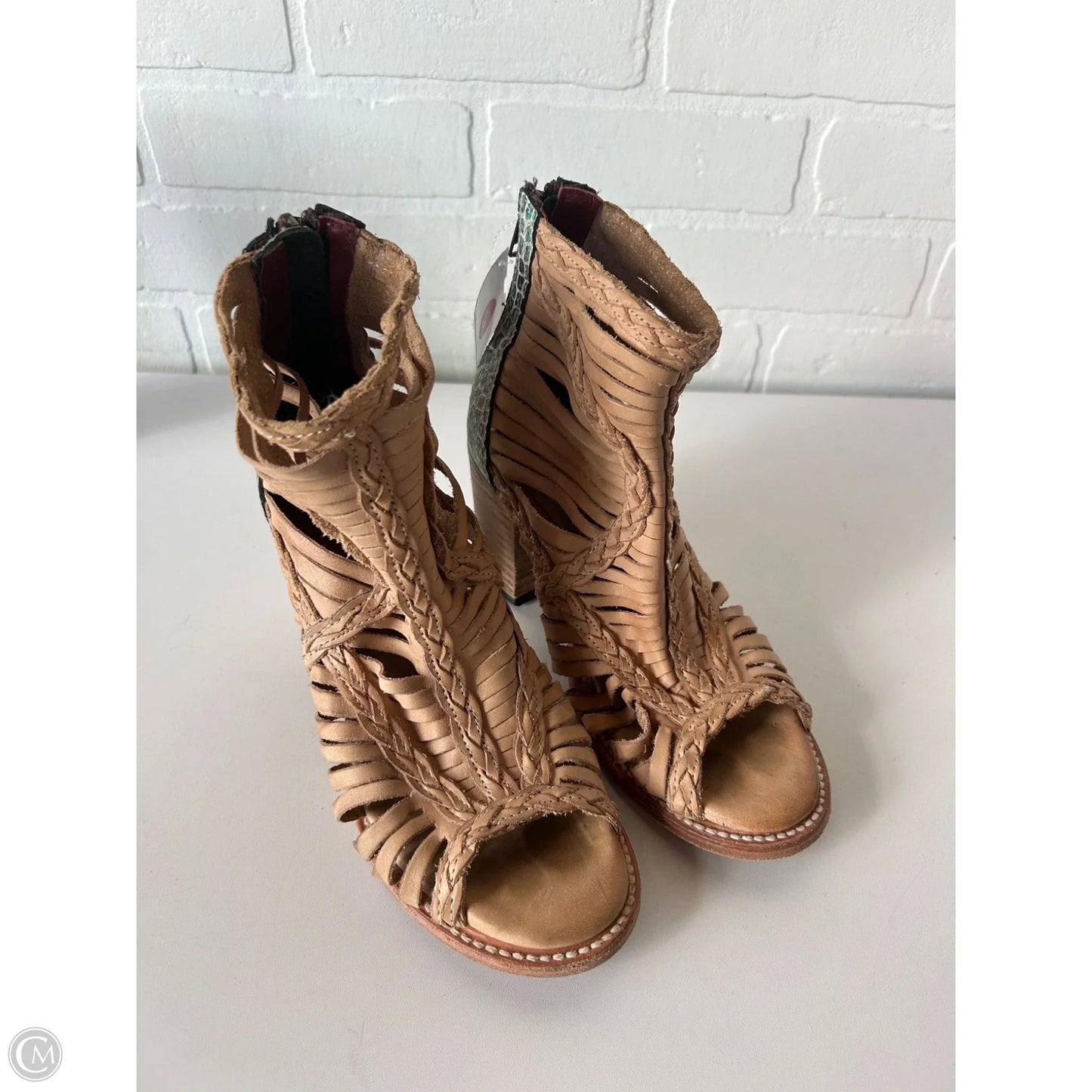Boots Ankle Heels By Freebird In Tan, Size: 7