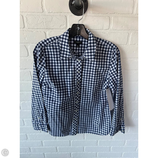 Top Long Sleeve By Talbots In Blue & White, Size: Mp
