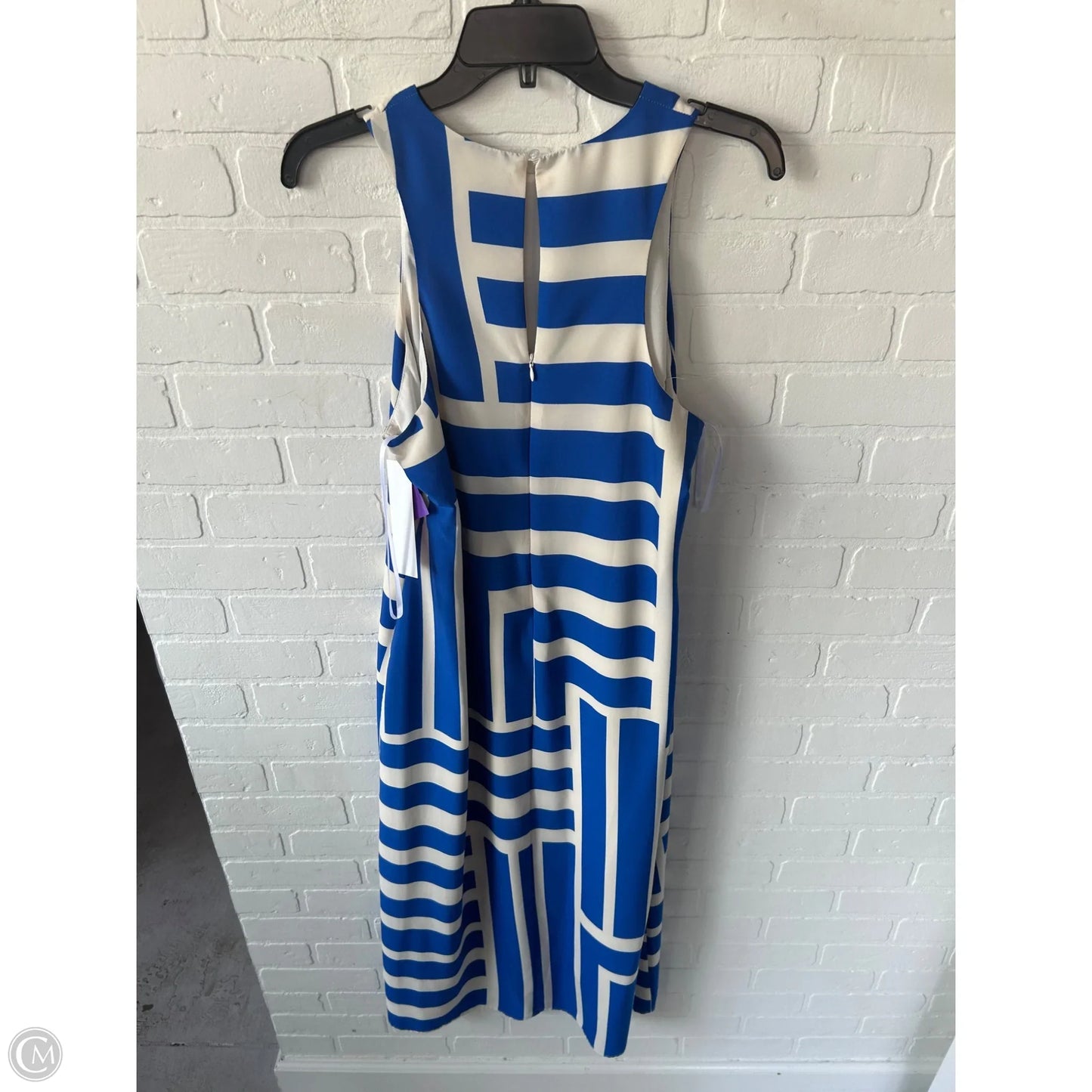 Dress Casual Maxi By Donna Morgan In Blue & Cream, Size: L
