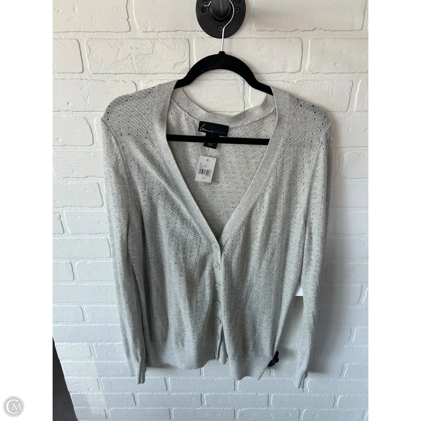 Sweater Cardigan By Lane Bryant In Grey, Size: 14