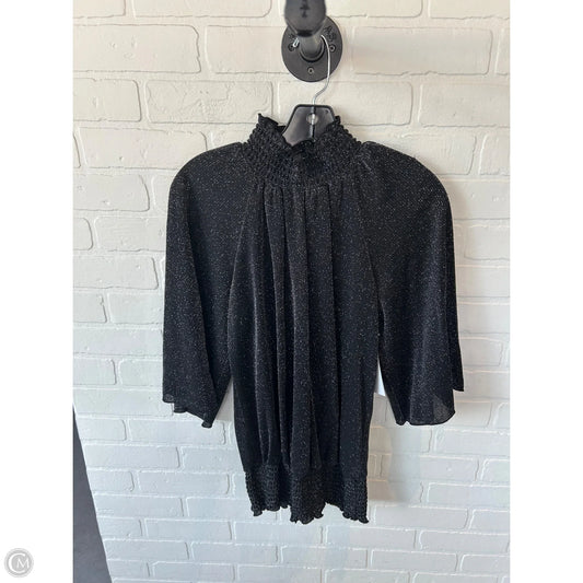 Top 3/4 Sleeve By New Directions In Black & Silver, Size: M