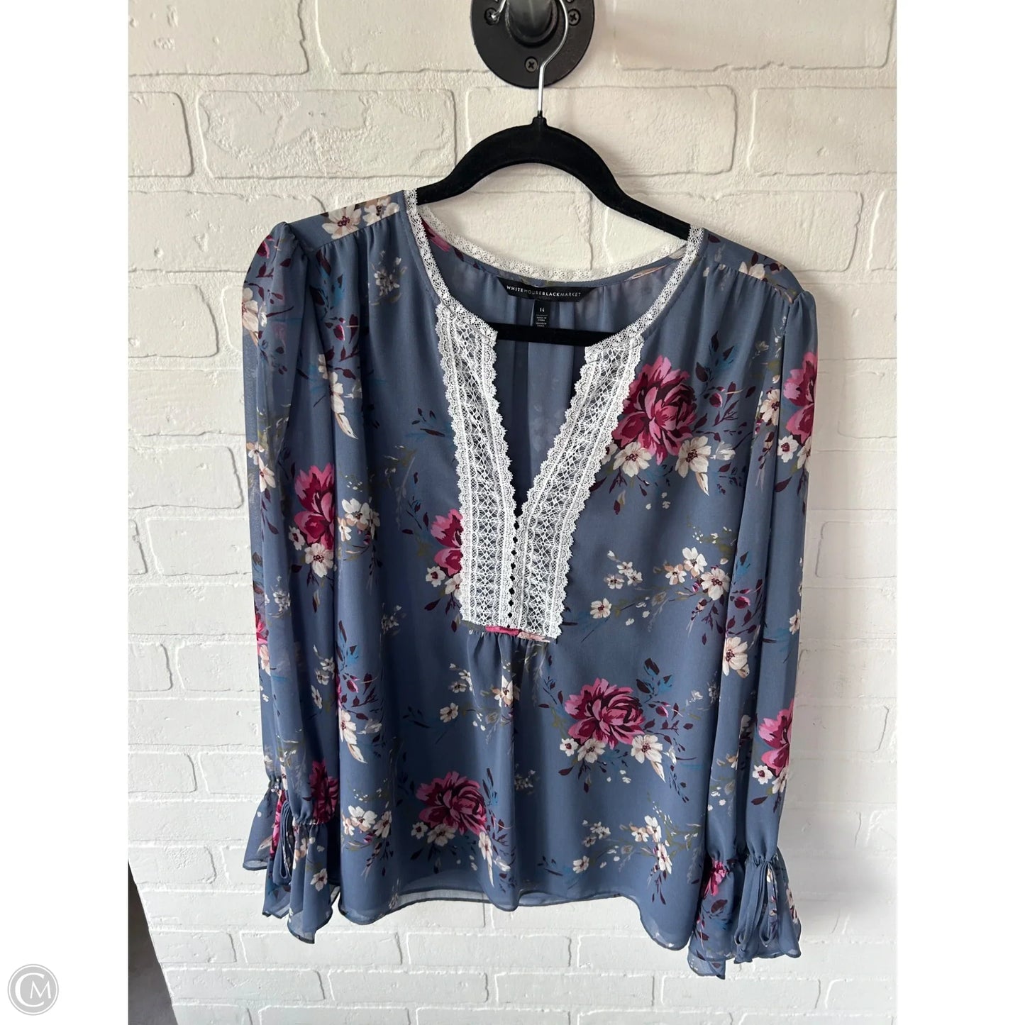 Top Long Sleeve By White House Black Market In Blue, Size: L