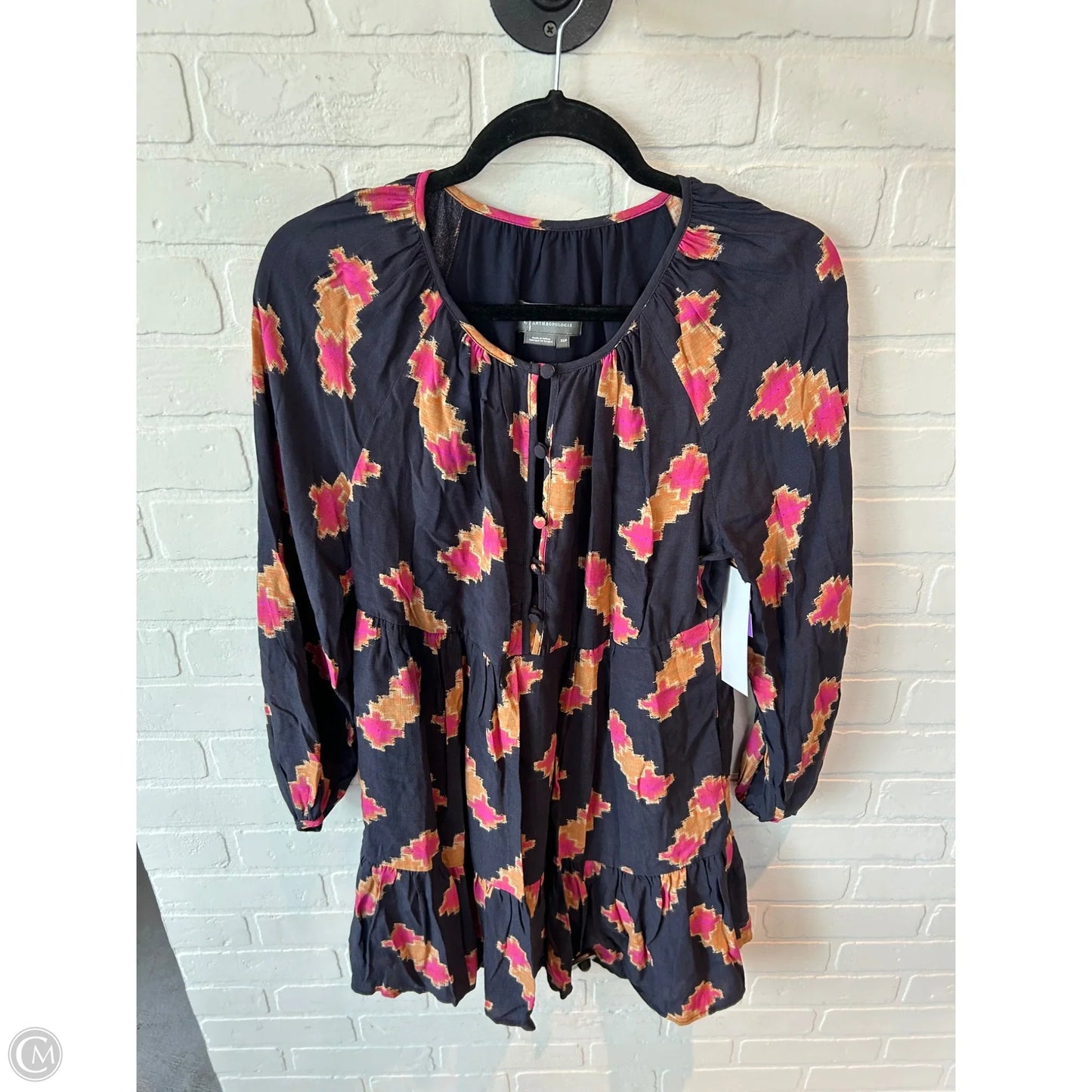 Dress Casual Short By Anthropologie In Black & Pink, Size: Xs