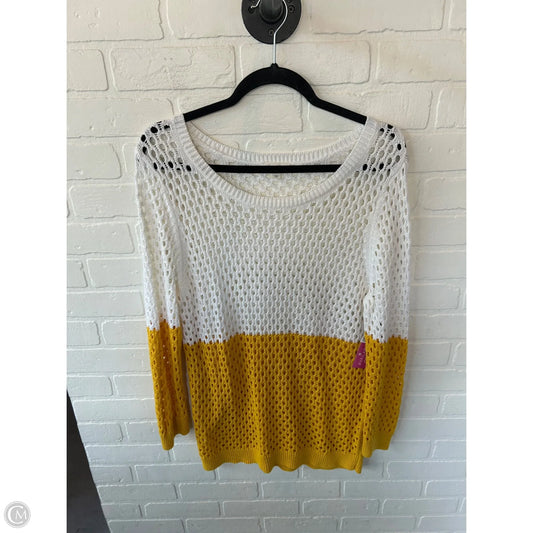 Sweater By Caslon In White & Yellow, Size: Xl