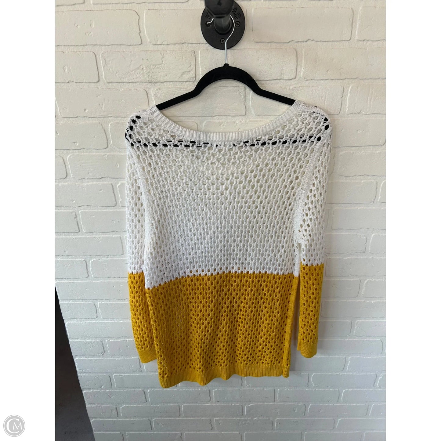 Sweater By Caslon In White & Yellow, Size: Xl