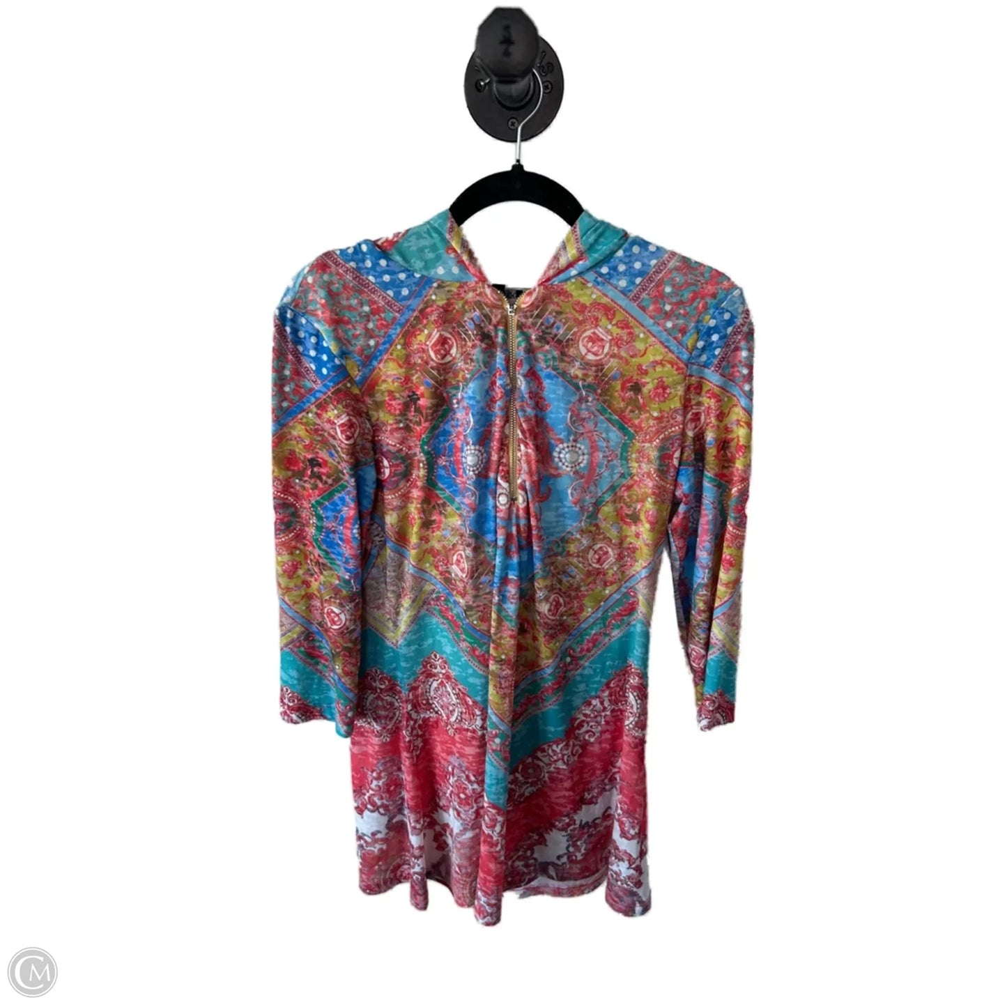 Tunic Long Sleeve By Cmb In Blue & Orange, Size: M