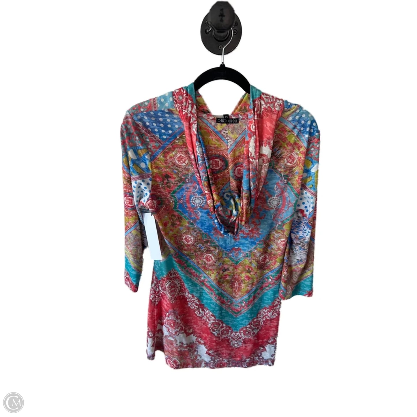 Tunic Long Sleeve By Cmb In Blue & Orange, Size: M