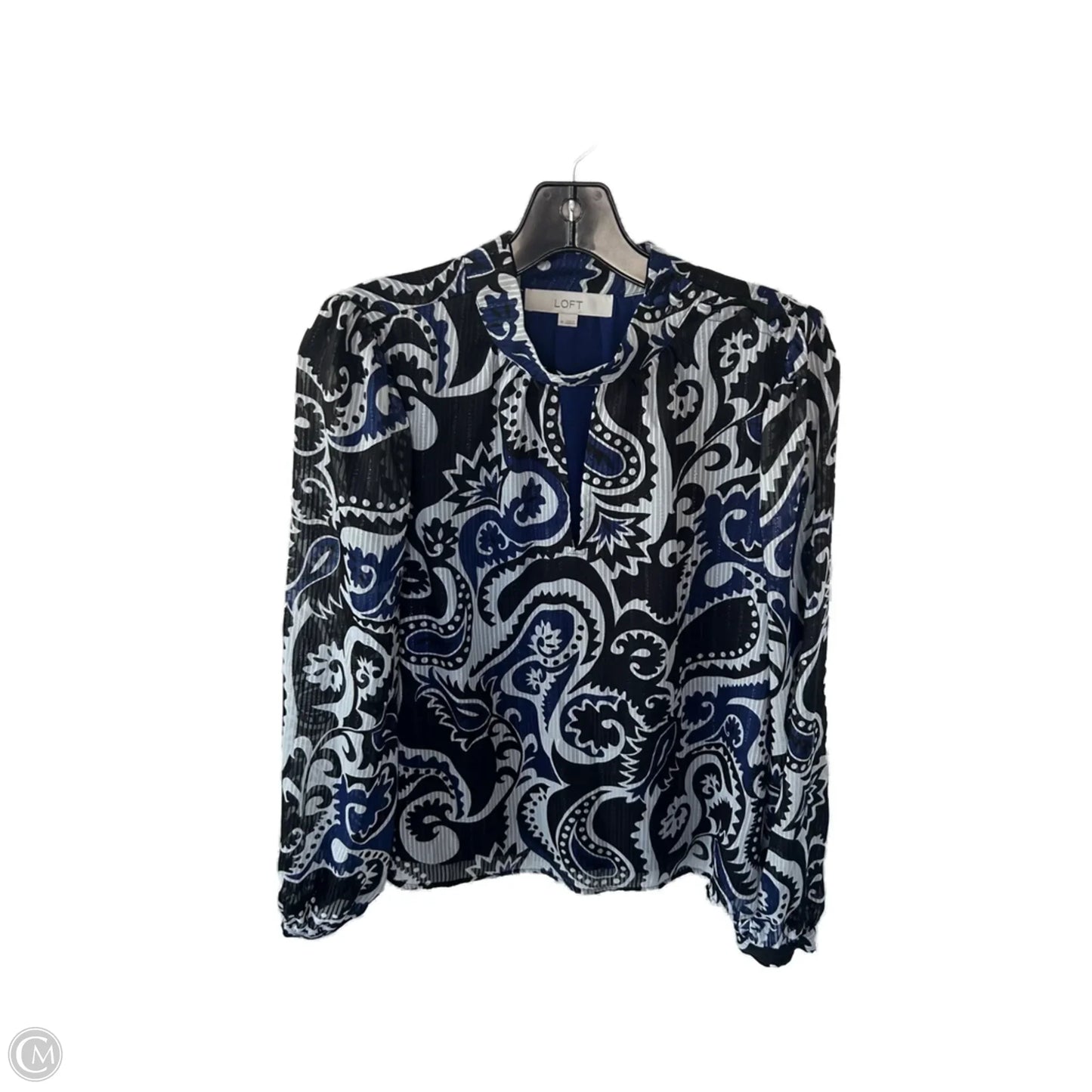 Top Long Sleeve By Loft In Black & Blue, Size: M