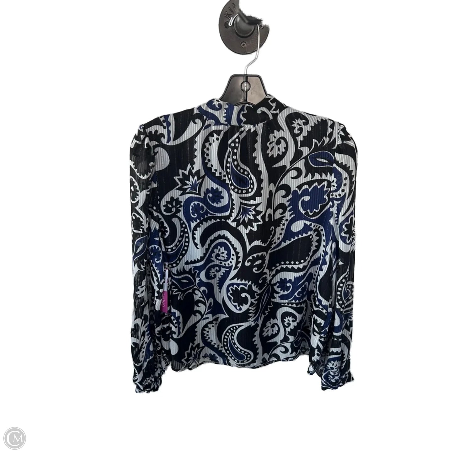 Top Long Sleeve By Loft In Black & Blue, Size: M
