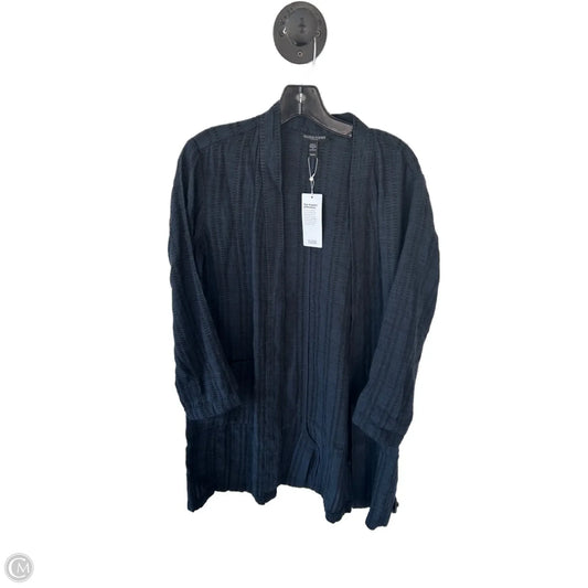 Cardigan By Eileen Fisher In Black & Blue, Size: Mp