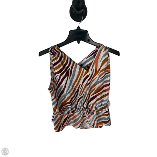 Top Sleeveless By Ann Taylor In Orange & White, Size: S