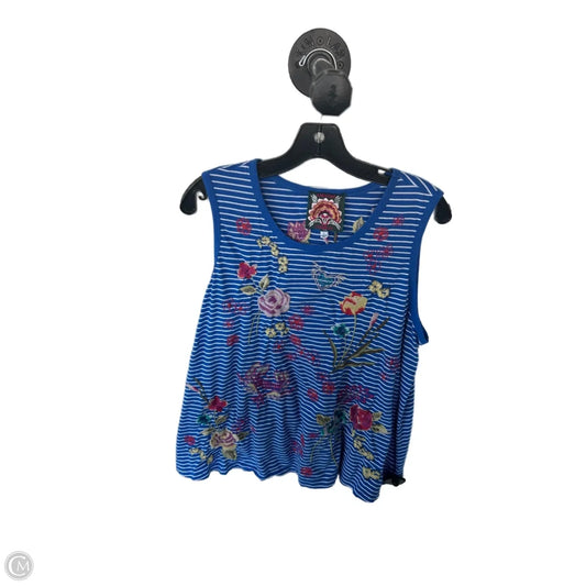 Top Sleeveless By Johnny Was In Blue & White, Size: L