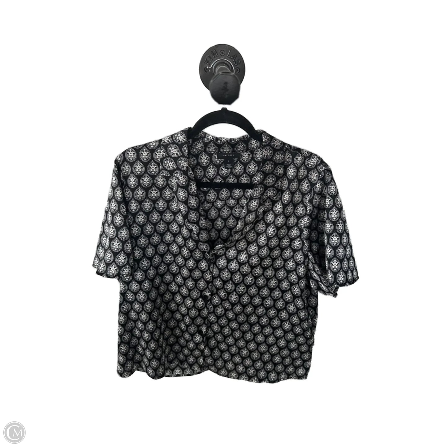 Top Short Sleeve By Halogen In Black & Cream, Size: L