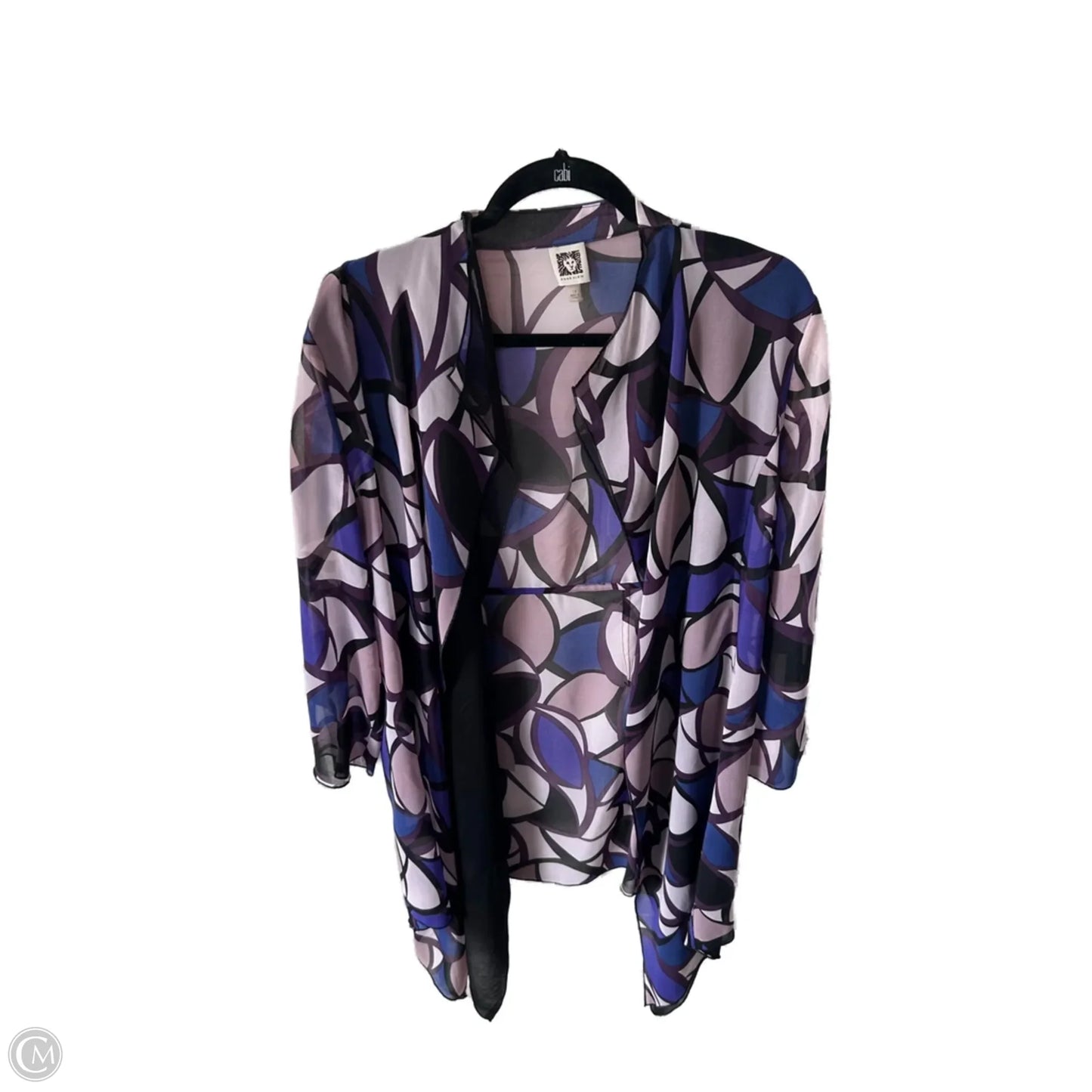 Kimono By Anne Klein In Black & Pink, Size: Xl