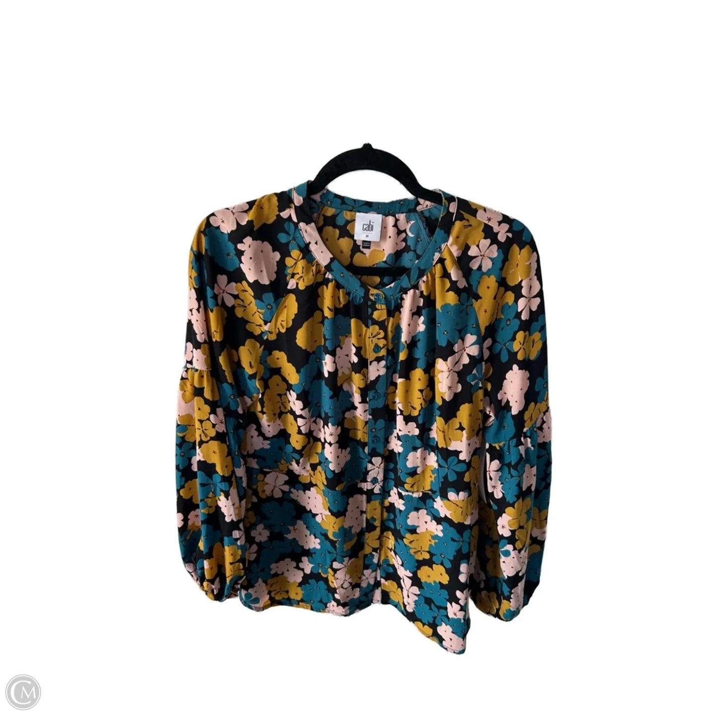 Top Long Sleeve By Cabi In Black & Yellow, Size: M