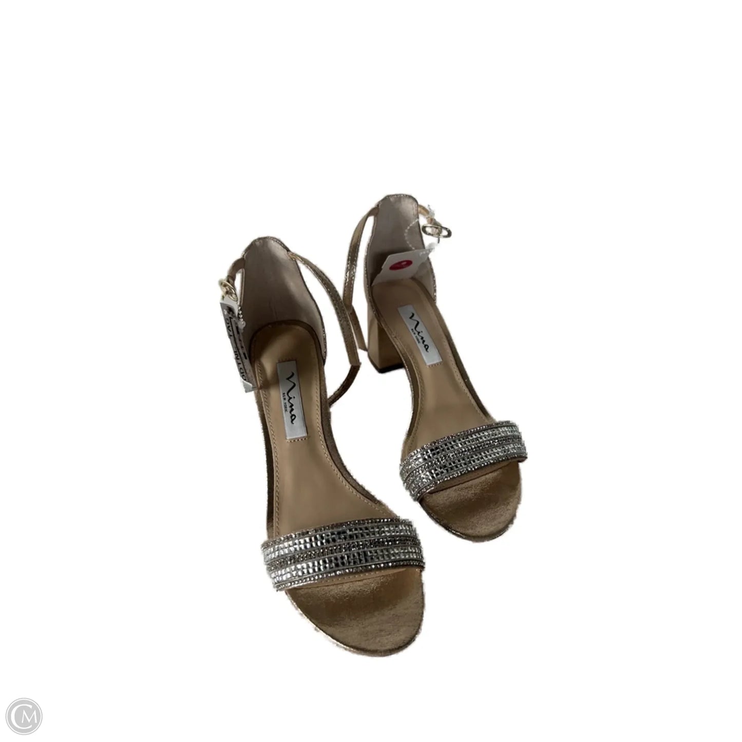 Sandals Heels Block By Nina In Gold & Silver, Size: 6.5