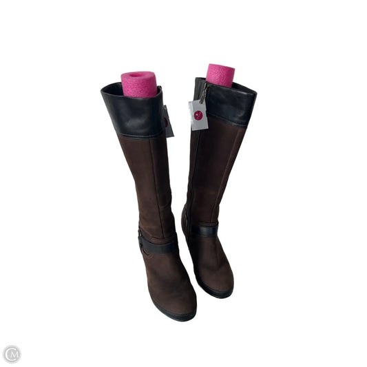 Boots Knee Heels By Clarks In Brown, Size: 6.5