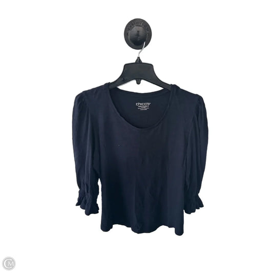 Top 3/4 Sleeve By Chicos In Navy, Size: L