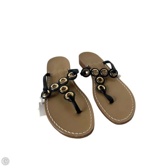 Sandals Flip Flops By Cma In Black & Gold, Size: 10