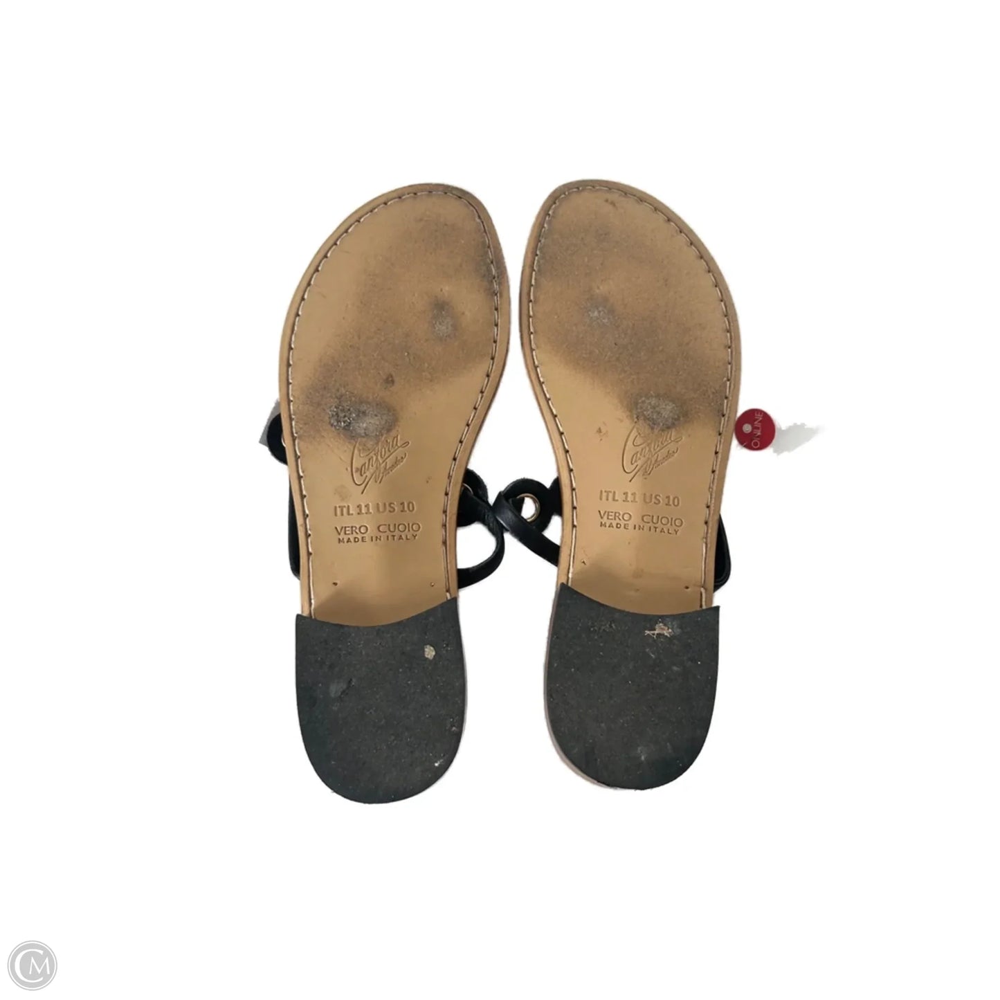 Sandals Flip Flops By Cma In Black & Gold, Size: 10