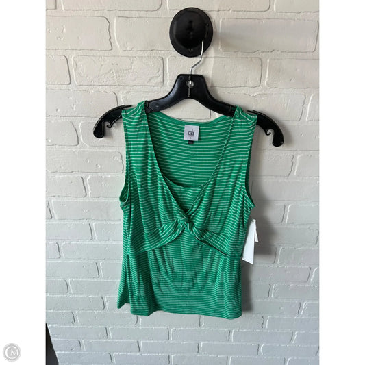 Top Sleeveless Basic By Cabi In Green & White, Size: S