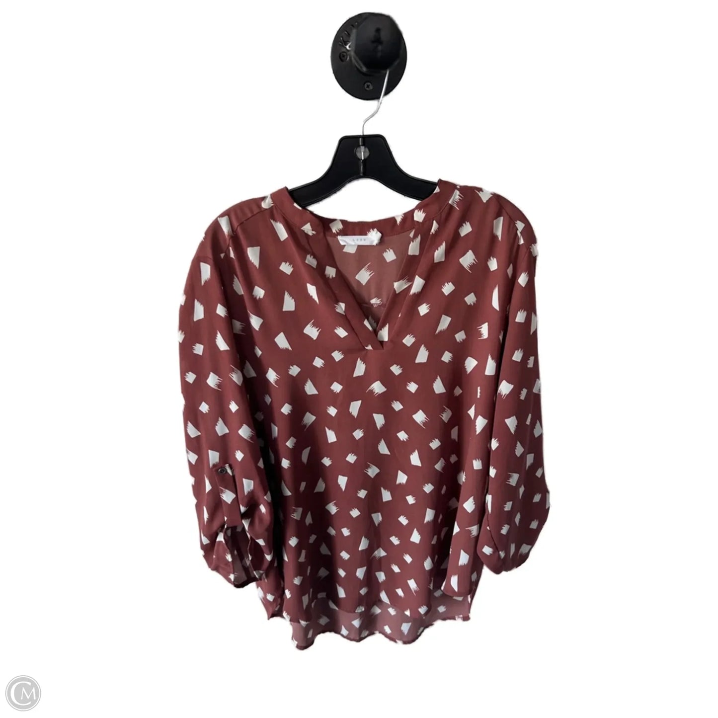 Top 3/4 Sleeve By Lush In Brown & Cream, Size: Xl