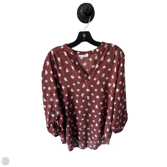 Top 3/4 Sleeve By Lush In Brown & Cream, Size: Xl