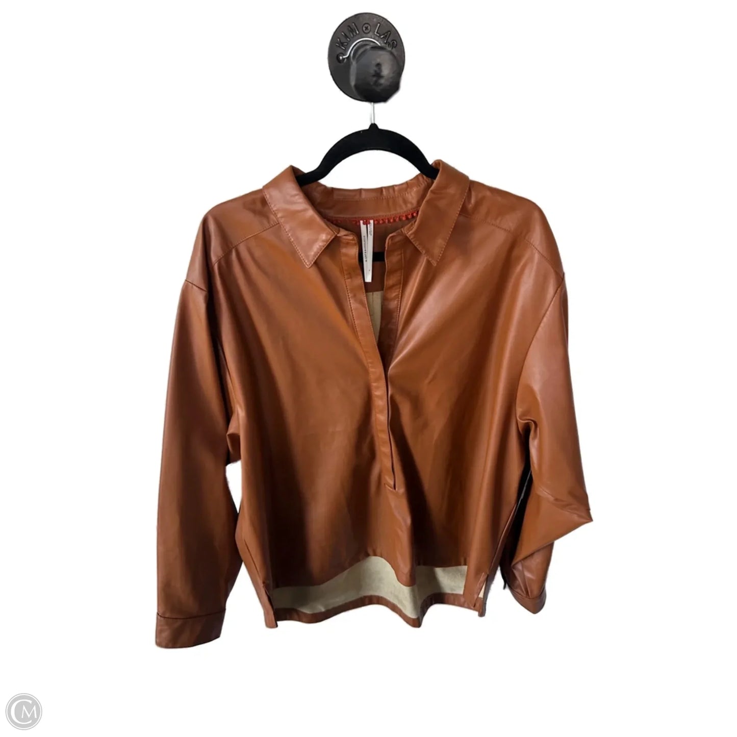 Top Long Sleeve By Anthropologie In Brown, Size: L