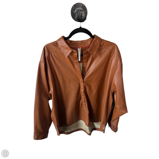 Top Long Sleeve By Anthropologie In Brown, Size: L