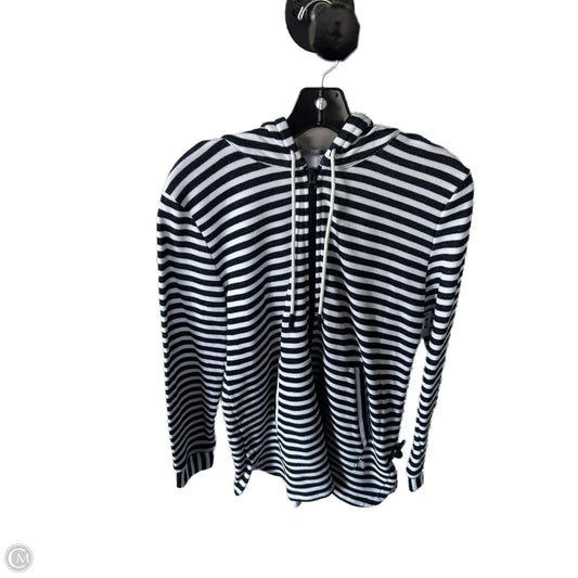 Sweatshirt Hoodie By Talbots In Blue & White, Size: L
