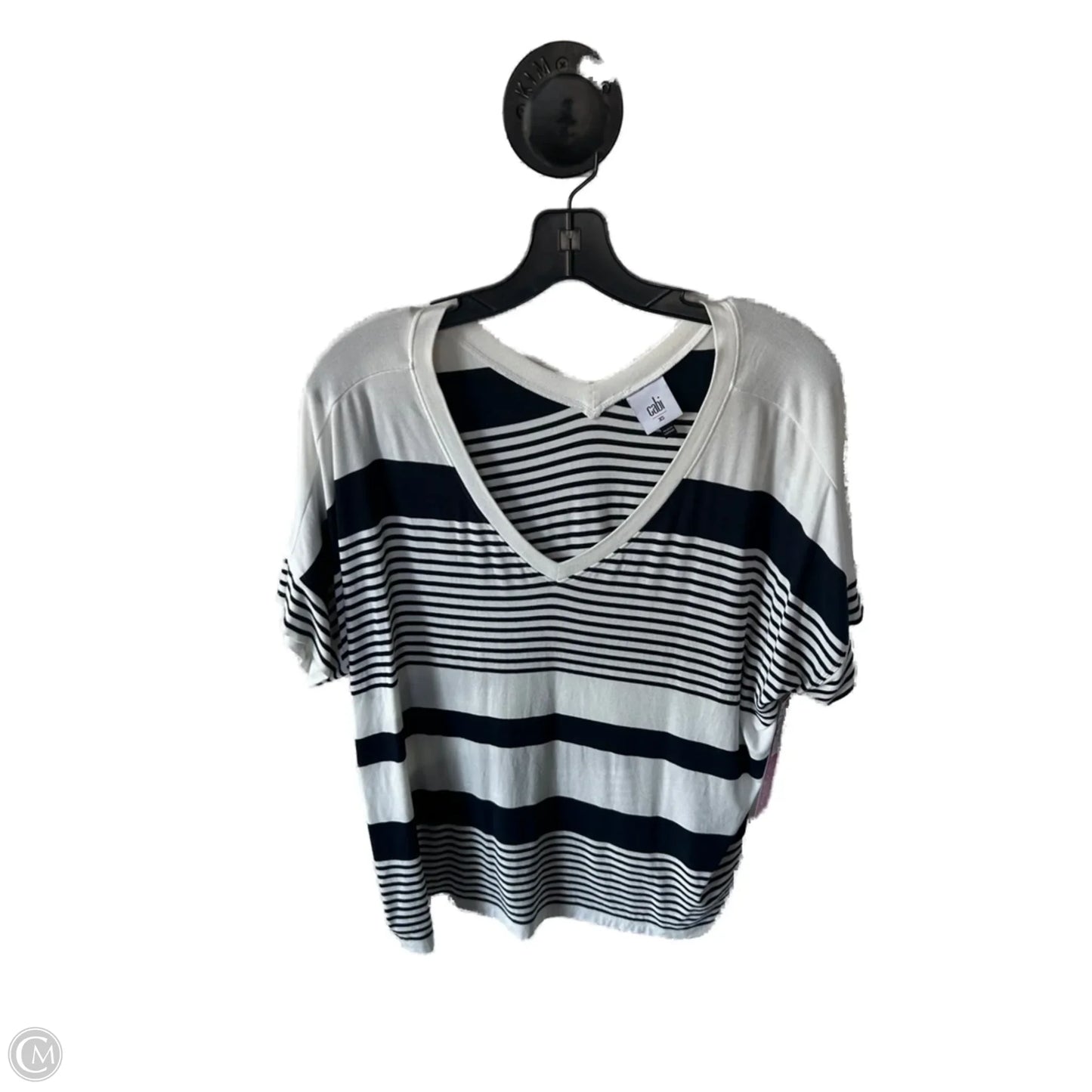 Top Short Sleeve Basic By Cabi In Blue & White, Size: Xs