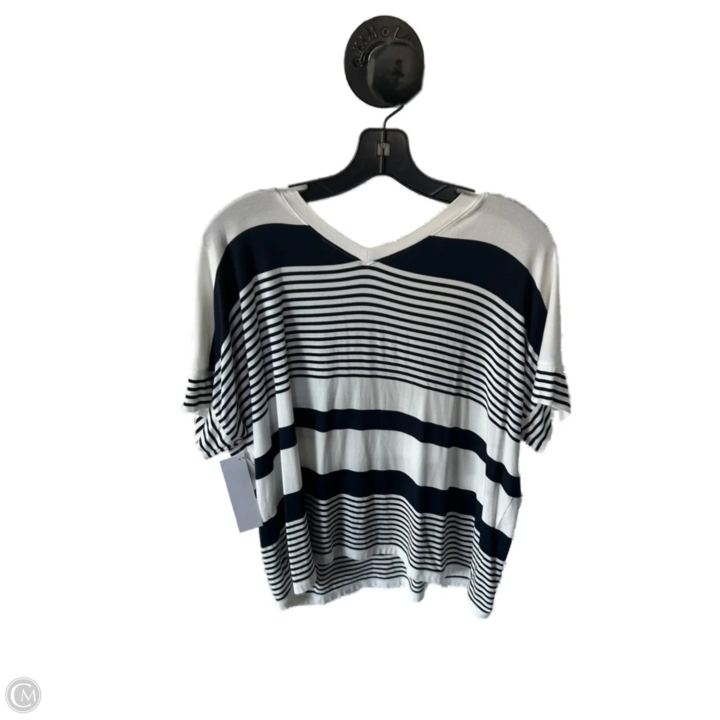 Top Short Sleeve Basic By Cabi In Blue & White, Size: Xs