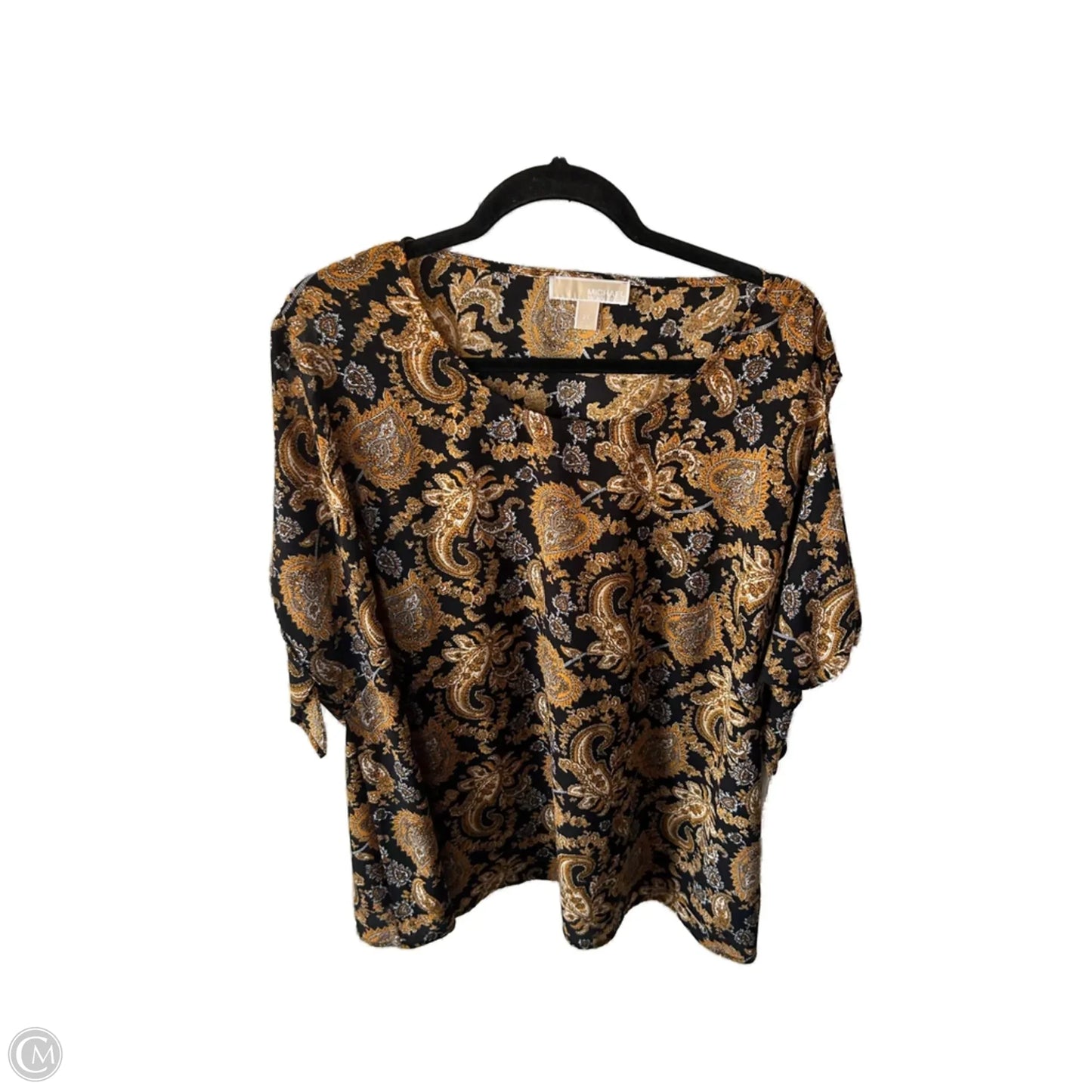 Top Short Sleeve By Michael By Michael Kors In Black & Gold, Size: 2x