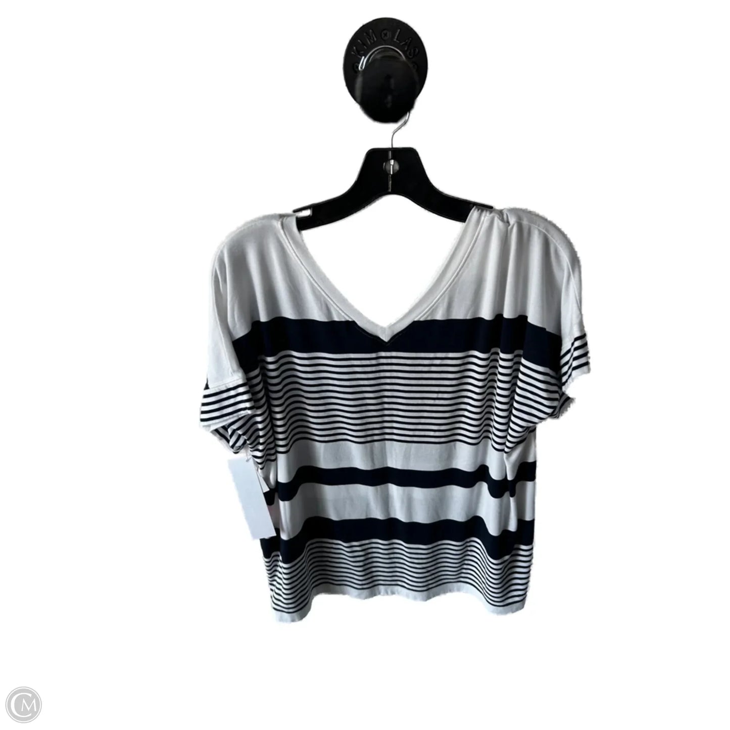 Top Short Sleeve By Cabi In Blue & White, Size: S
