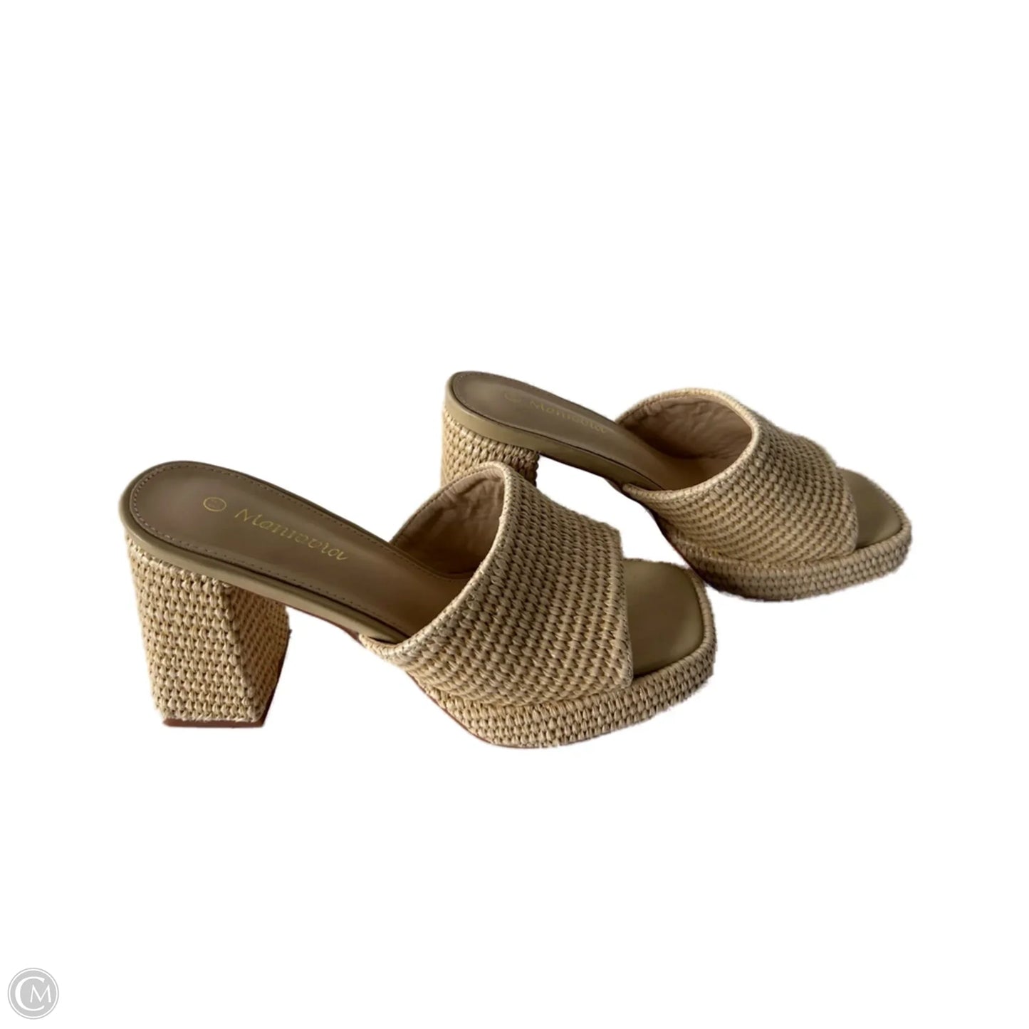 Sandals Heels Block By Clothes Mentor In Cream, Size: 8.5