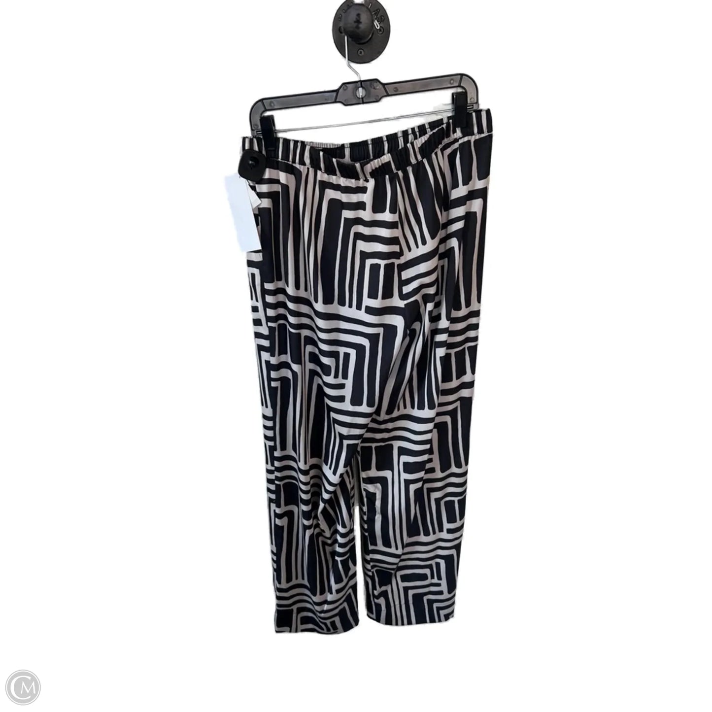 Pants Set 2pc By Donna Karan In Black & Cream, Size: M