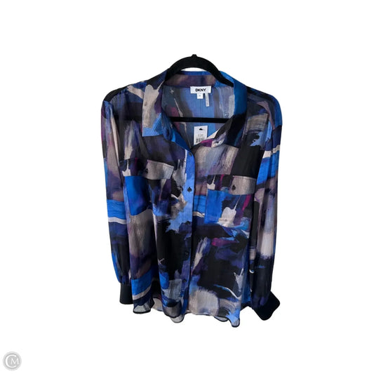 Top Long Sleeve By Dkny In Blue, Size: Xl