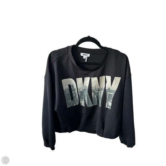 Sweatshirt Crewneck By Dkny In Black & Tan, Size: M