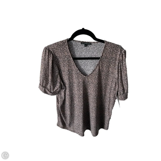 Top Short Sleeve By Adrianna Papell In Black & Tan, Size: M