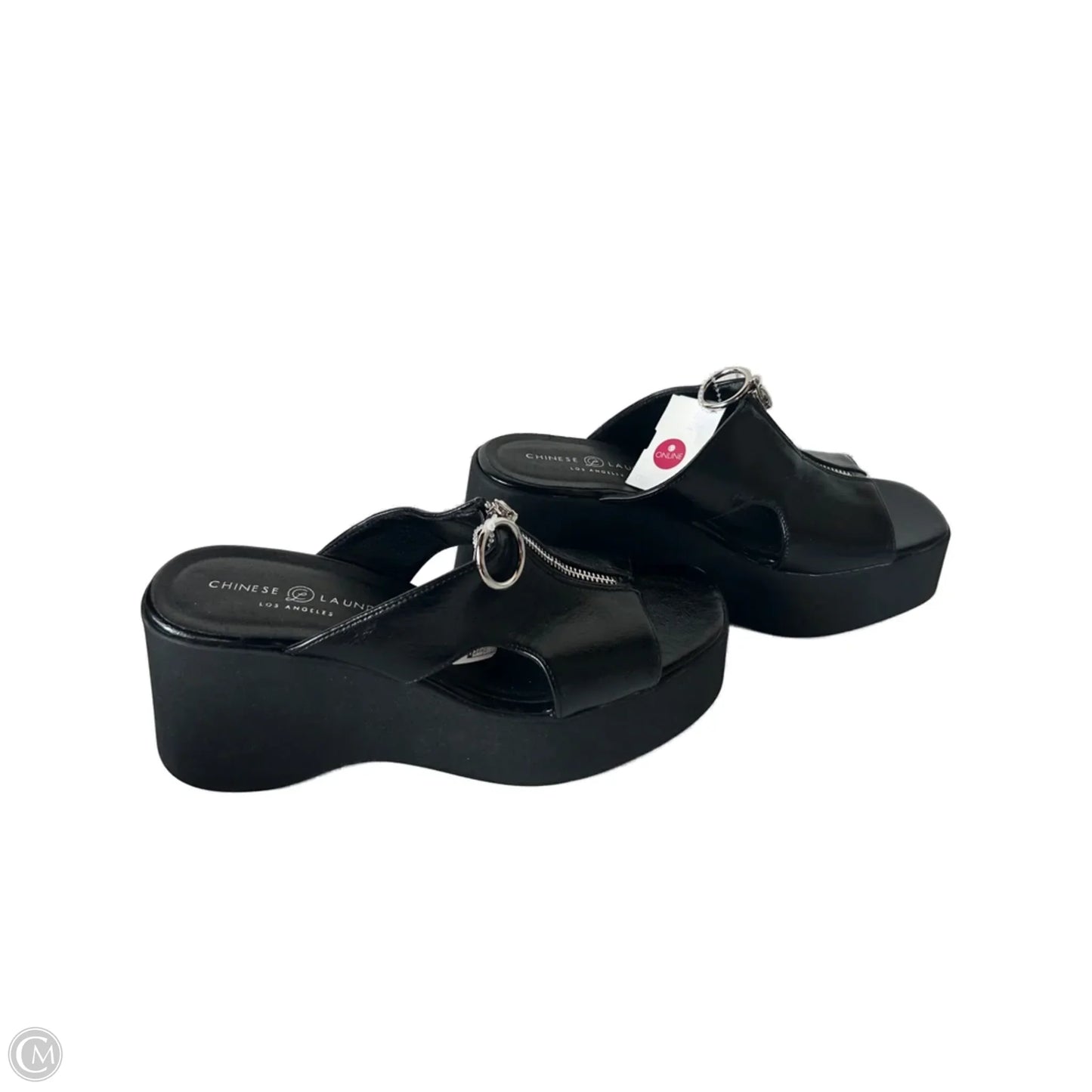 Sandals Heels Wedge By Chinese Laundry In Black, Size: 9.5