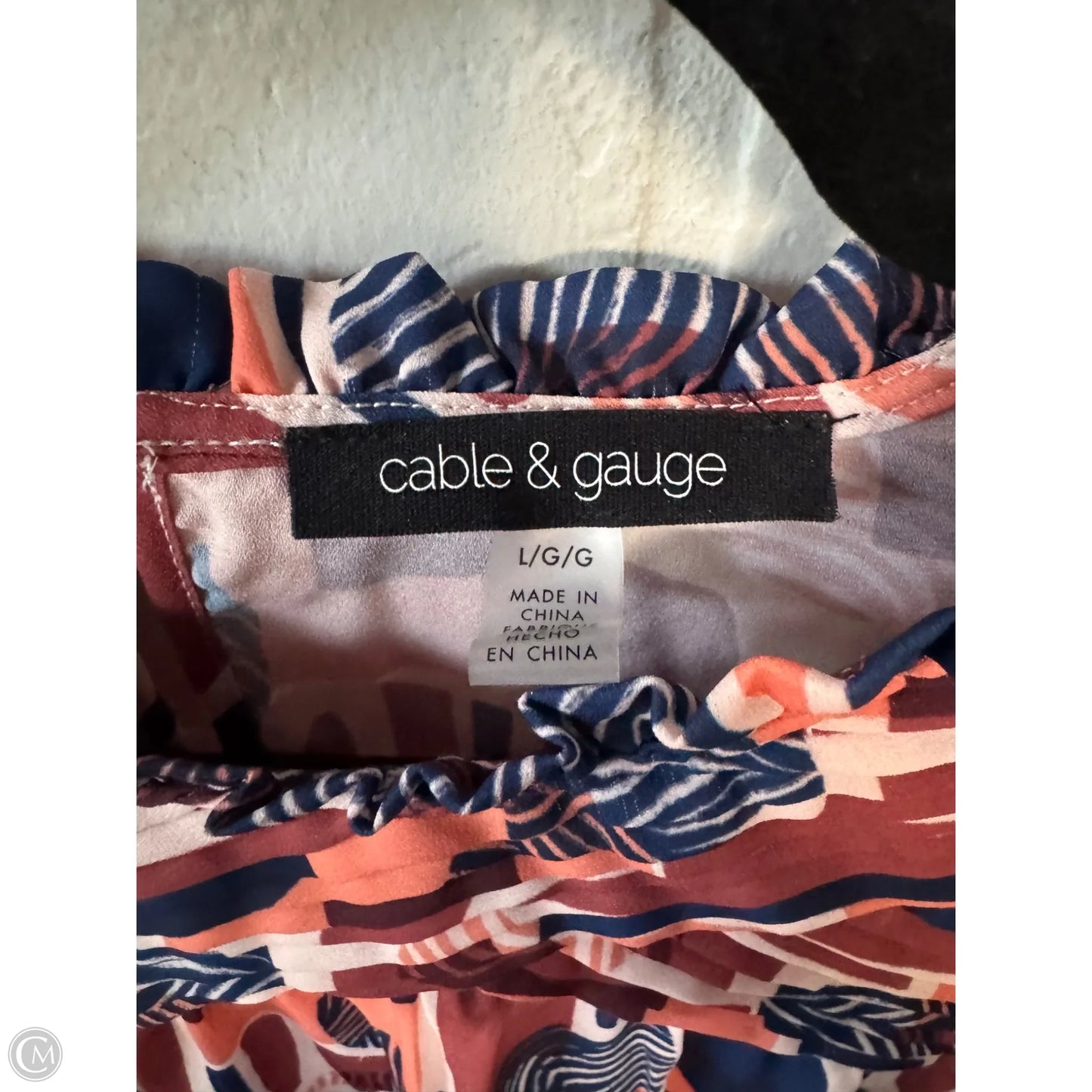 Top Short Sleeve By Cable And Gauge In Blue & Orange, Size: L