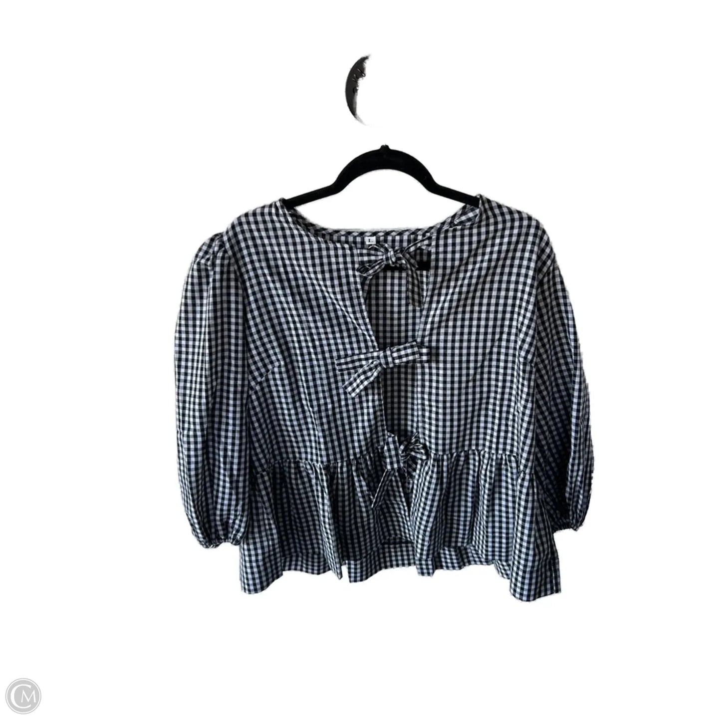 Top Long Sleeve By Clothes Mentor In Black & White, Size: L