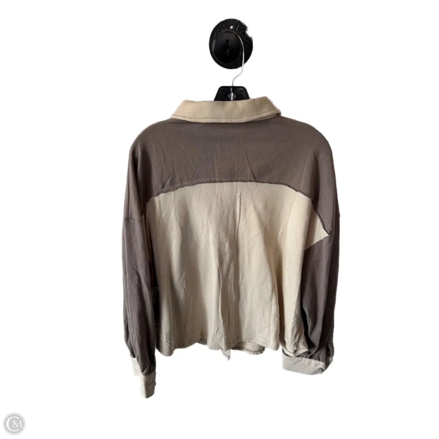 Top Long Sleeve By Easel In Brown & Cream, Size: L