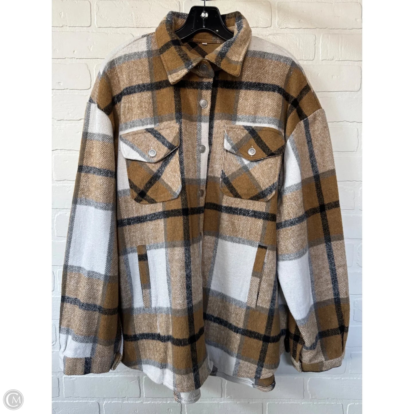 Jacket Shirt By Clothes Mentor In Brown, Size: Xxl