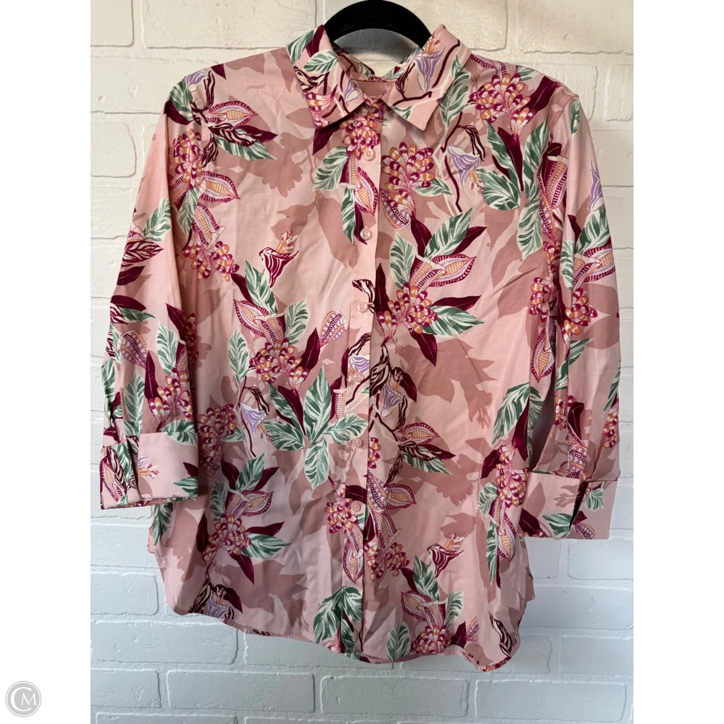 Top 3/4 Sleeve By Chicos In Pink, Size: S
