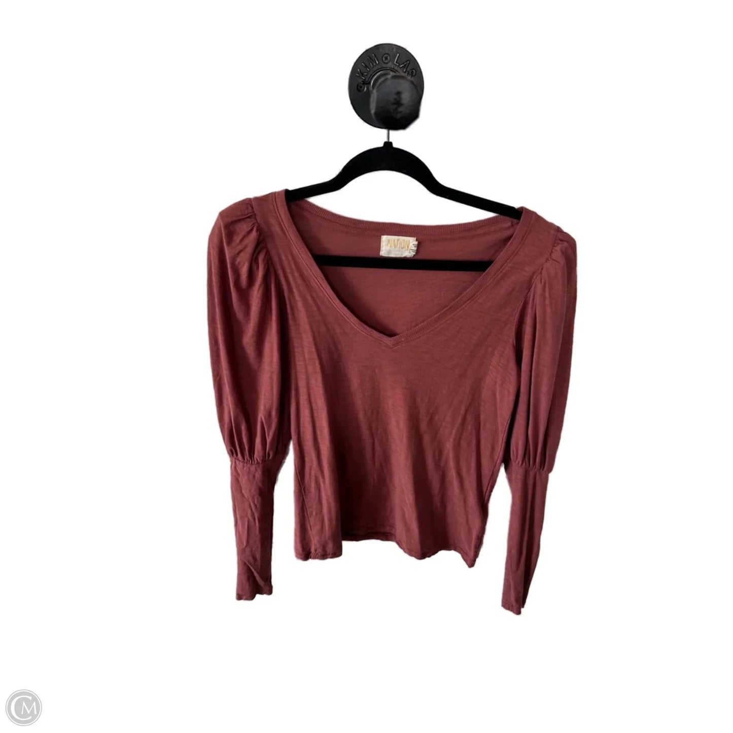 Top Long Sleeve By Nation In Brown, Size: Xs