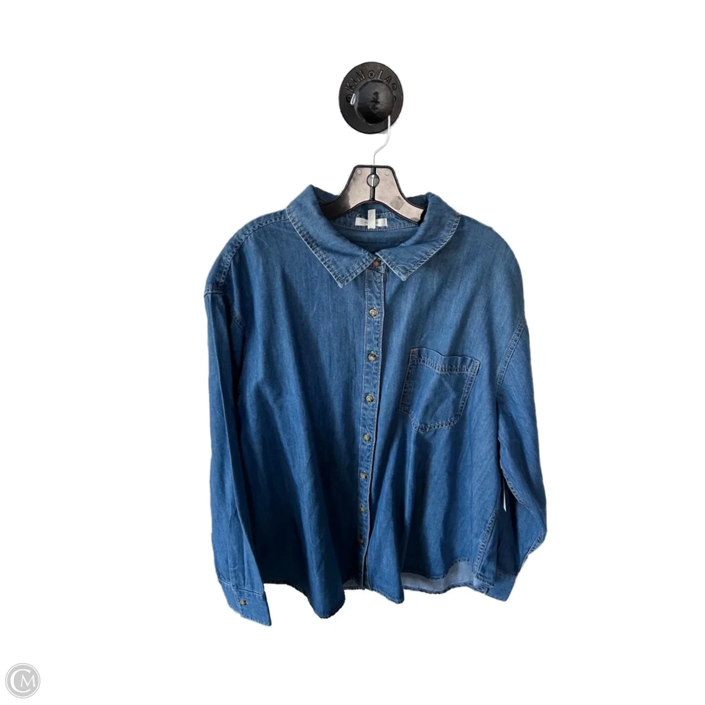 Top Long Sleeve By Maurices In Blue Denim, Size: Xl