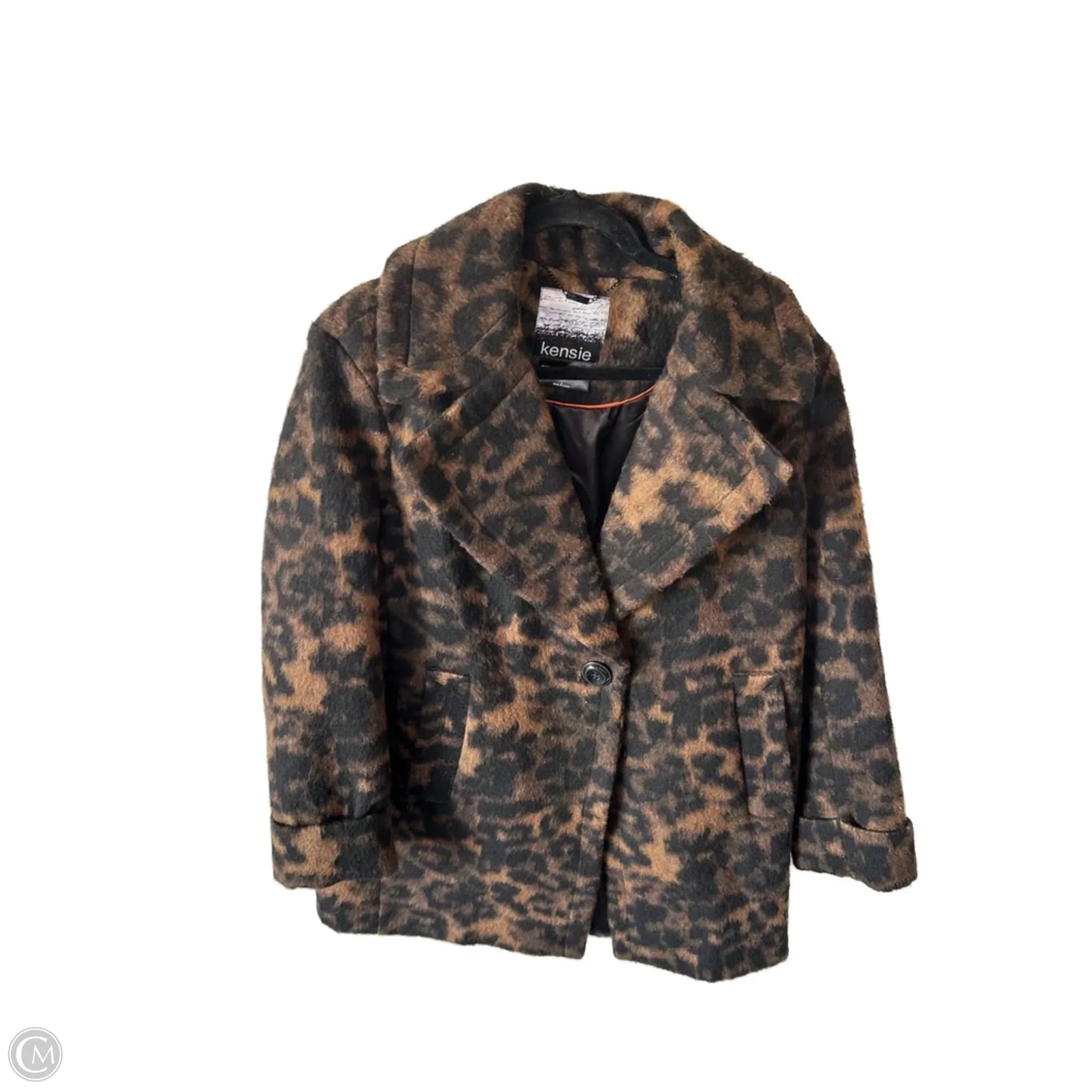 Coat Peacoat By Kensie In Black & Brown, Size: L